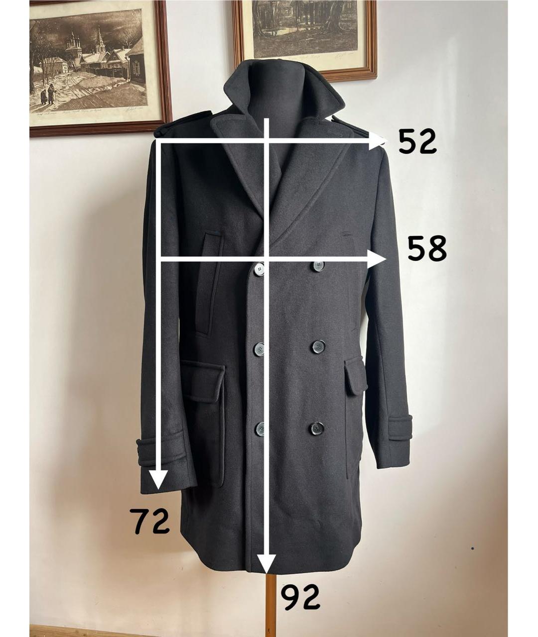 HUGO BOSS Черное шерстяное пальто, фото 4