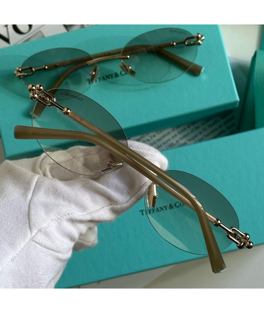 TIFFANY&CO Бежевые металлические солнцезащитные очки, фото 3