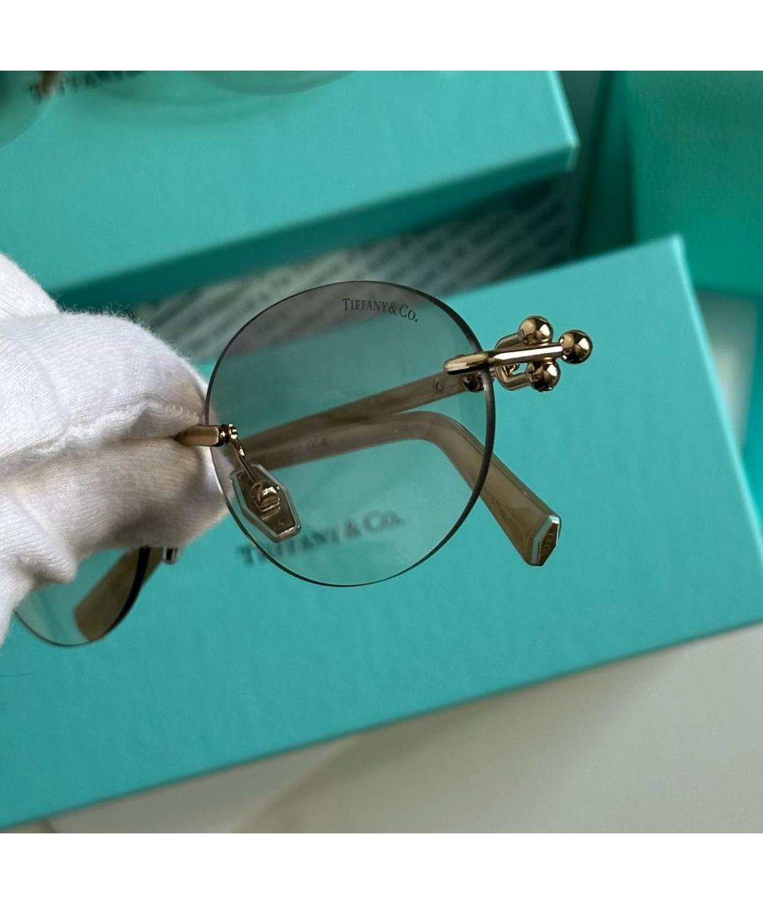 TIFFANY&CO Бежевые металлические солнцезащитные очки, фото 4