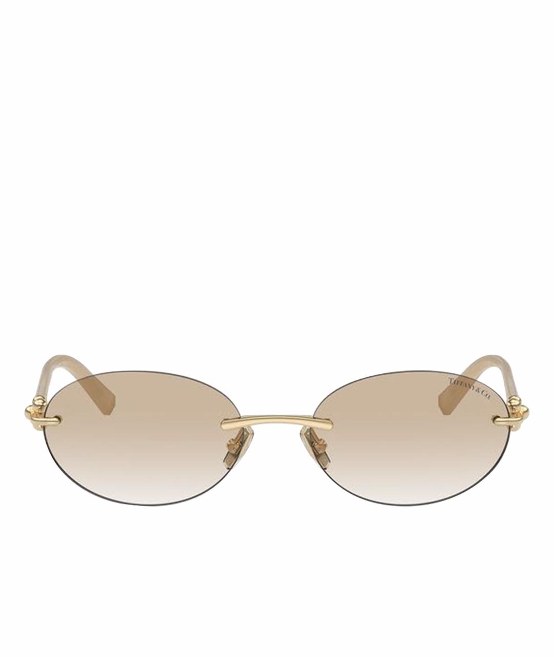 TIFFANY&CO Бежевые металлические солнцезащитные очки, фото 1