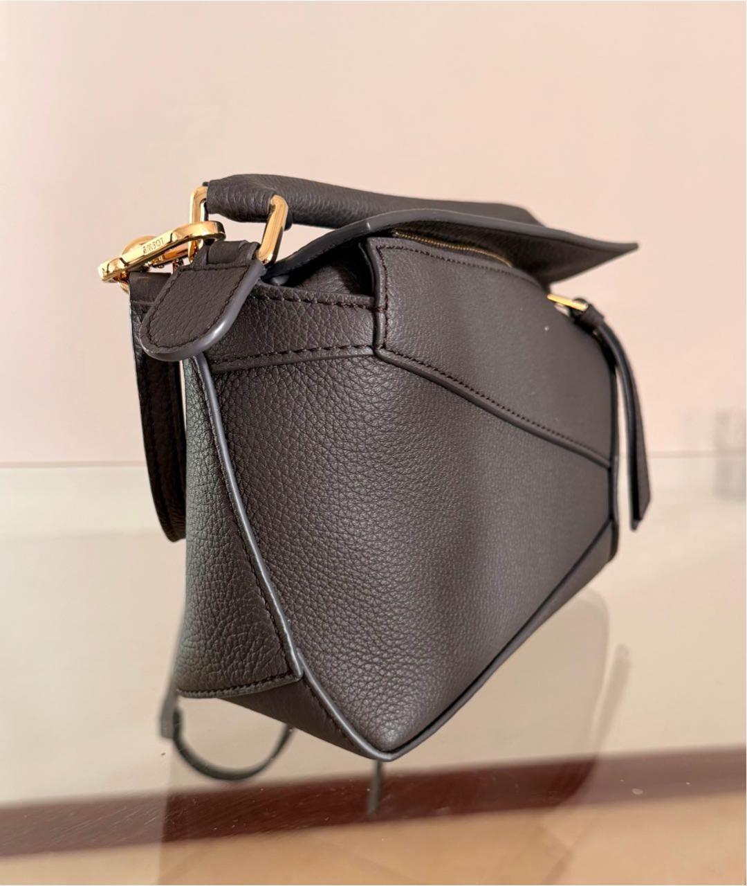 LOEWE Антрацитовая кожаная сумка через плечо, фото 2