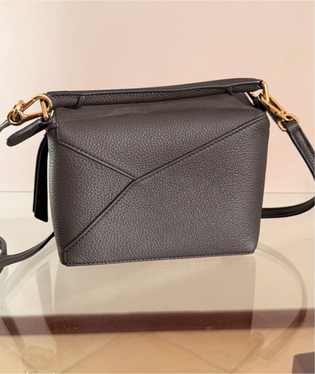 LOEWE Антрацитовая кожаная сумка через плечо, фото 3