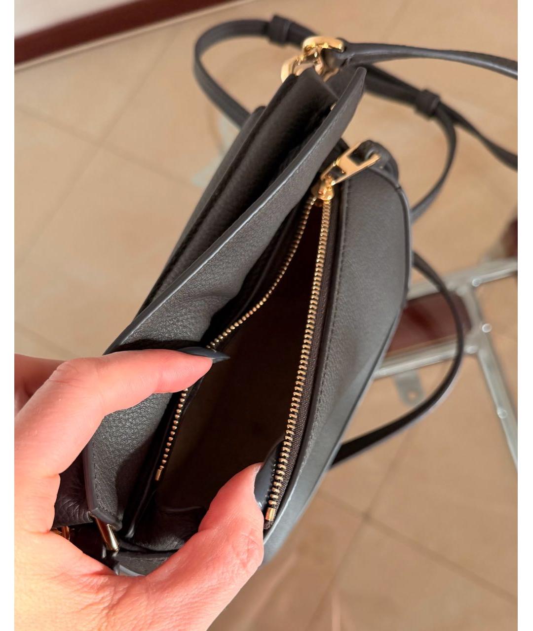 LOEWE Антрацитовая кожаная сумка через плечо, фото 4