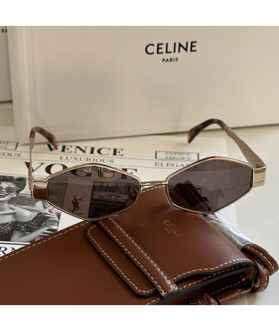 CELINE Розовые металлические солнцезащитные очки, фото 2