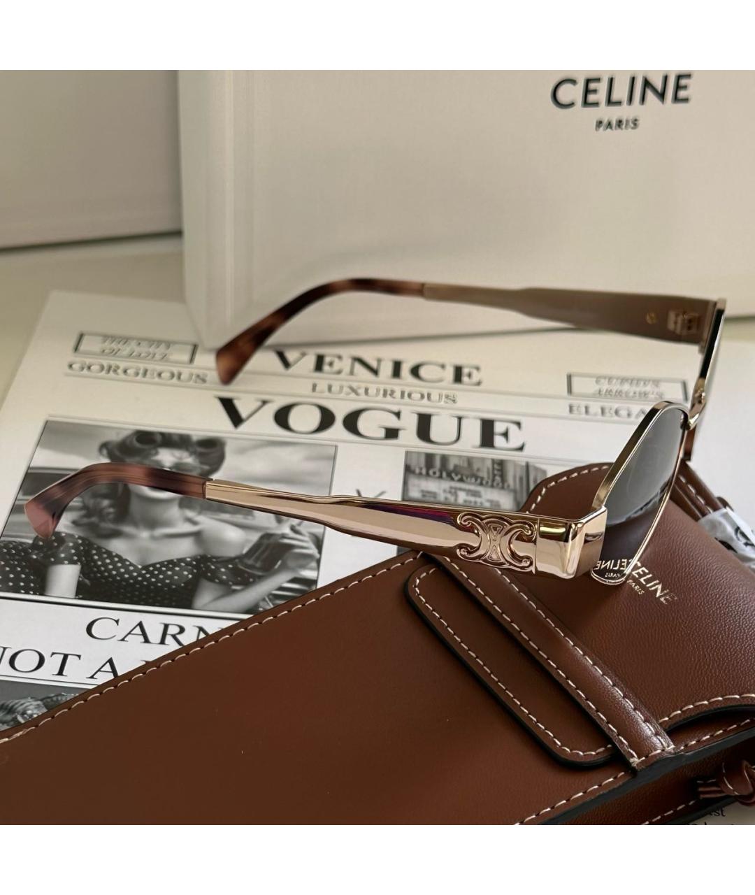 CELINE Розовые металлические солнцезащитные очки, фото 3