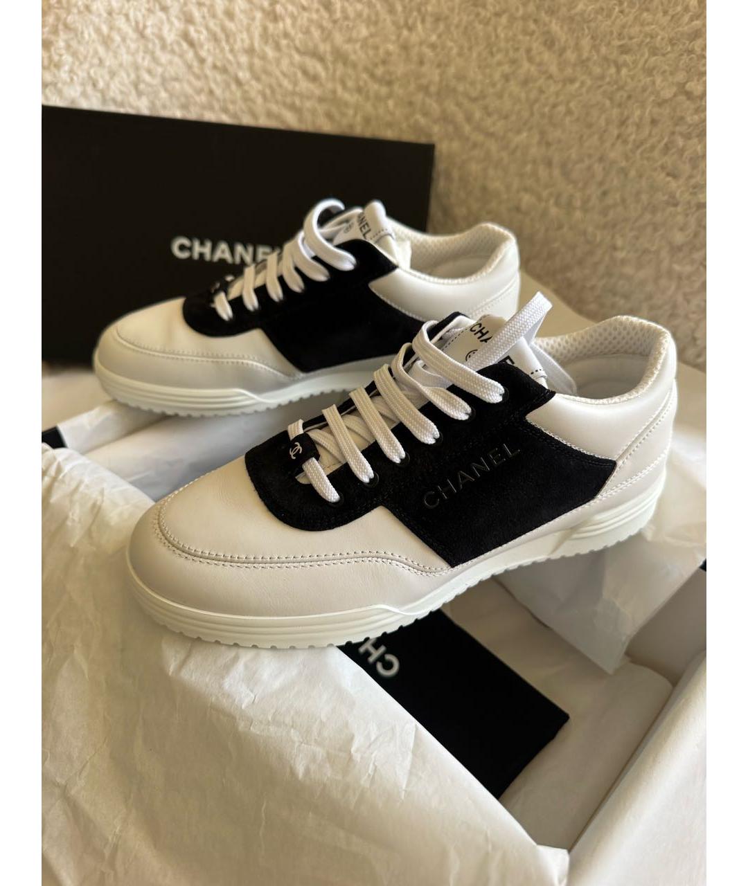 CHANEL Белые кожаные кроссовки, фото 6