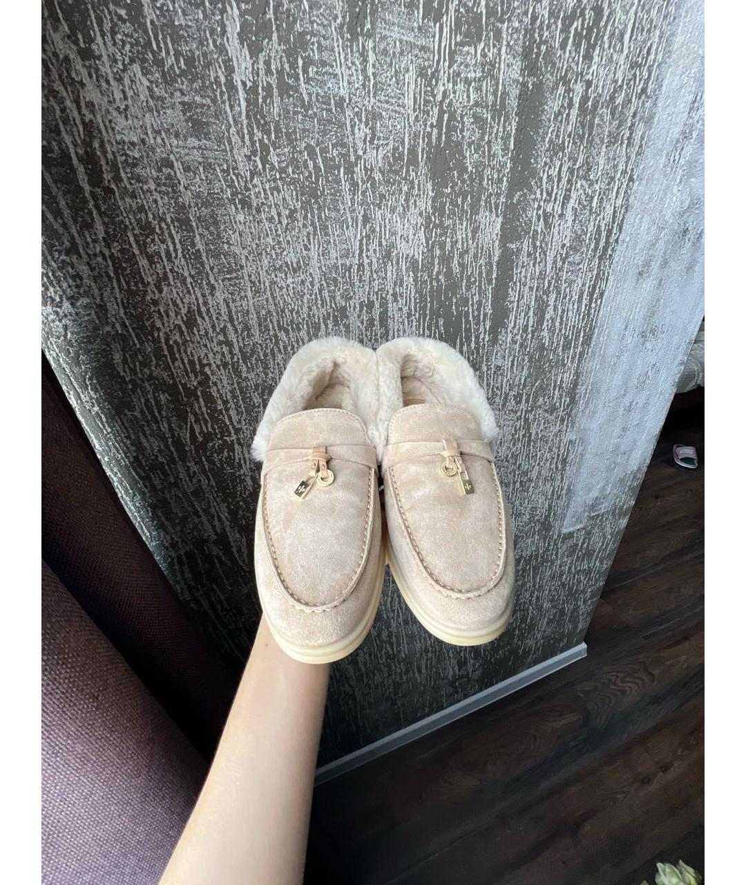 LORO PIANA Бежевые замшевые лоферы, фото 2