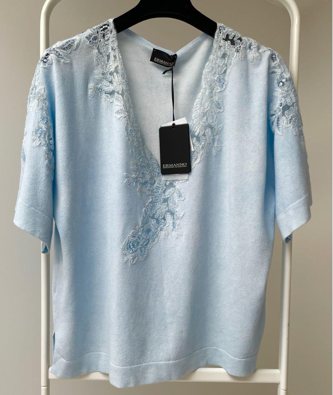 ERMANNO SCERVINO Голубой вискозный джемпер / свитер, фото 2