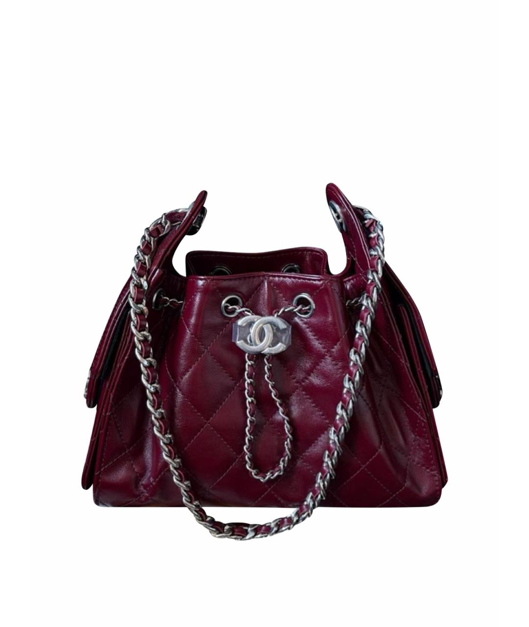 CHANEL Бордовая кожаная сумка через плечо, фото 1