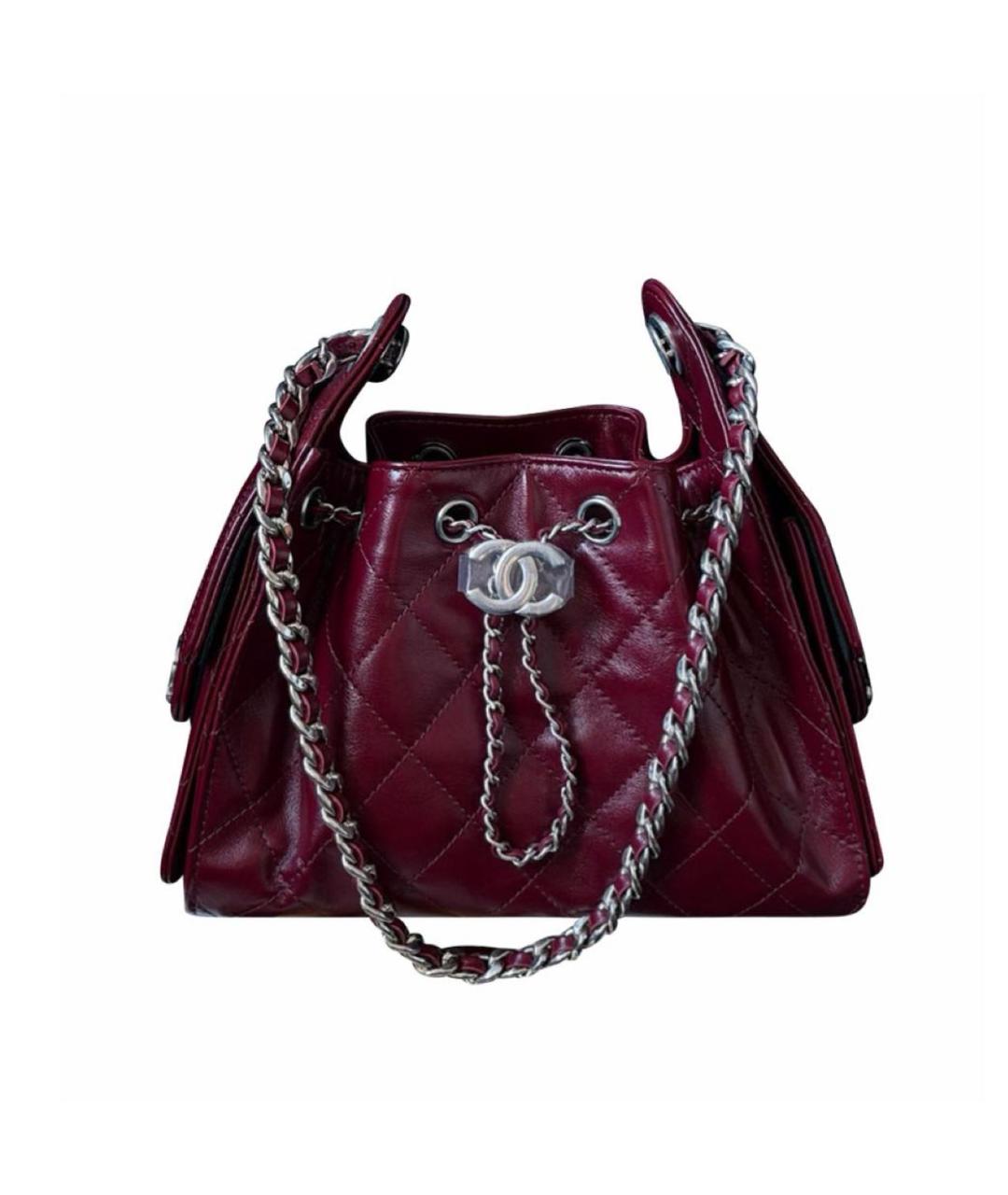 CHANEL Бордовая кожаная сумка через плечо, фото 4