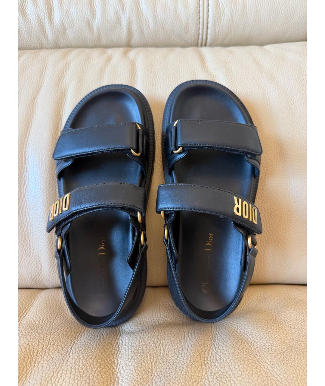 CHRISTIAN DIOR Черные кожаные сандалии, фото 3