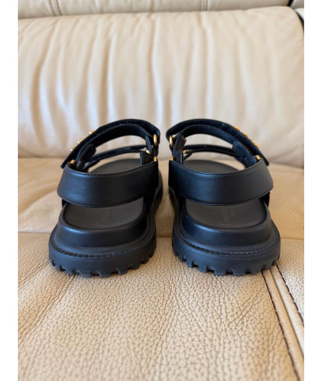 CHRISTIAN DIOR Черные кожаные сандалии, фото 4