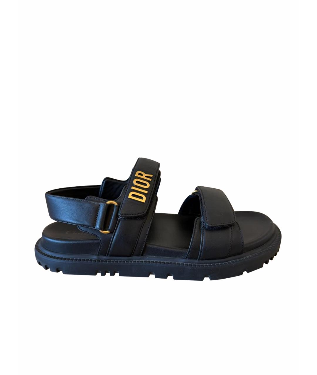 CHRISTIAN DIOR Черные кожаные сандалии, фото 1