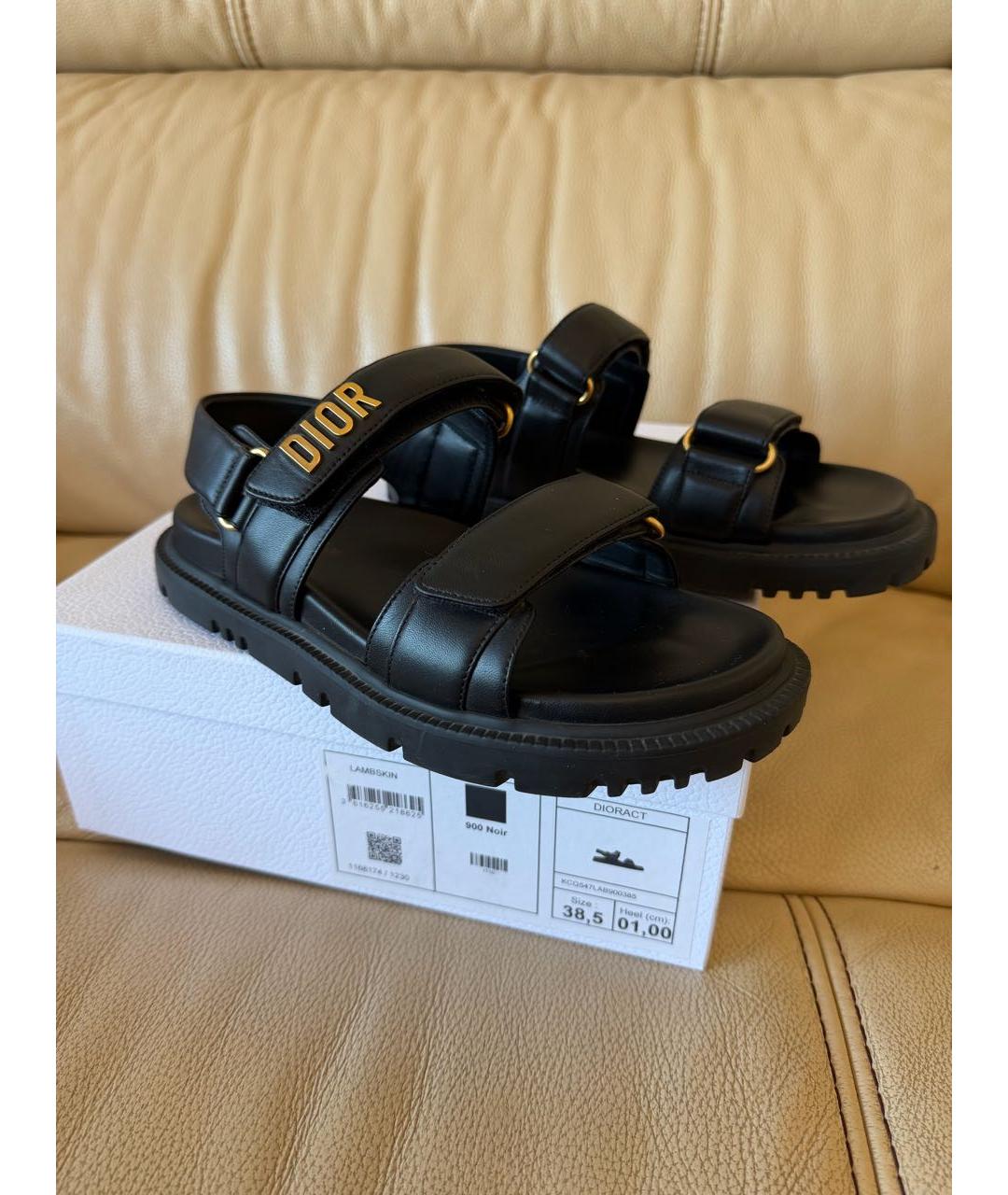 CHRISTIAN DIOR Черные кожаные сандалии, фото 6