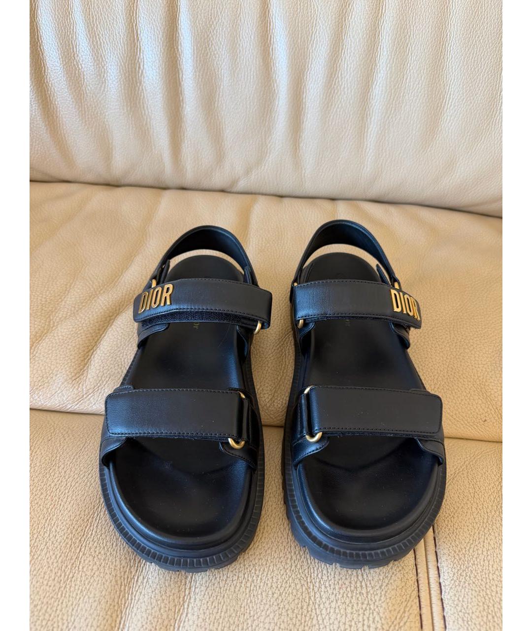 CHRISTIAN DIOR Черные кожаные сандалии, фото 2