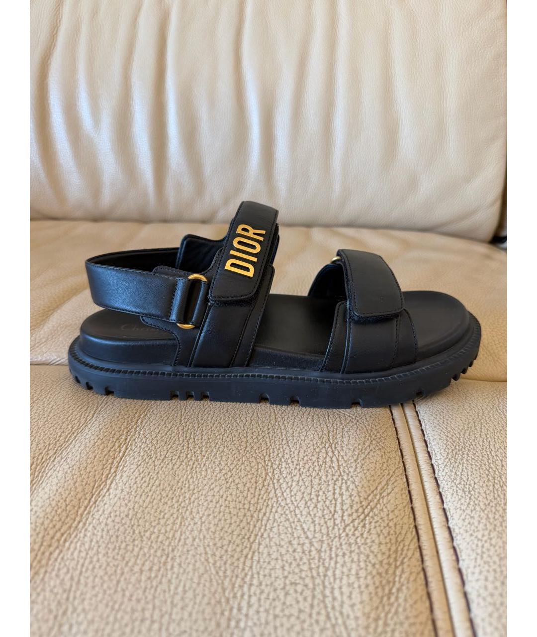 CHRISTIAN DIOR Черные кожаные сандалии, фото 9