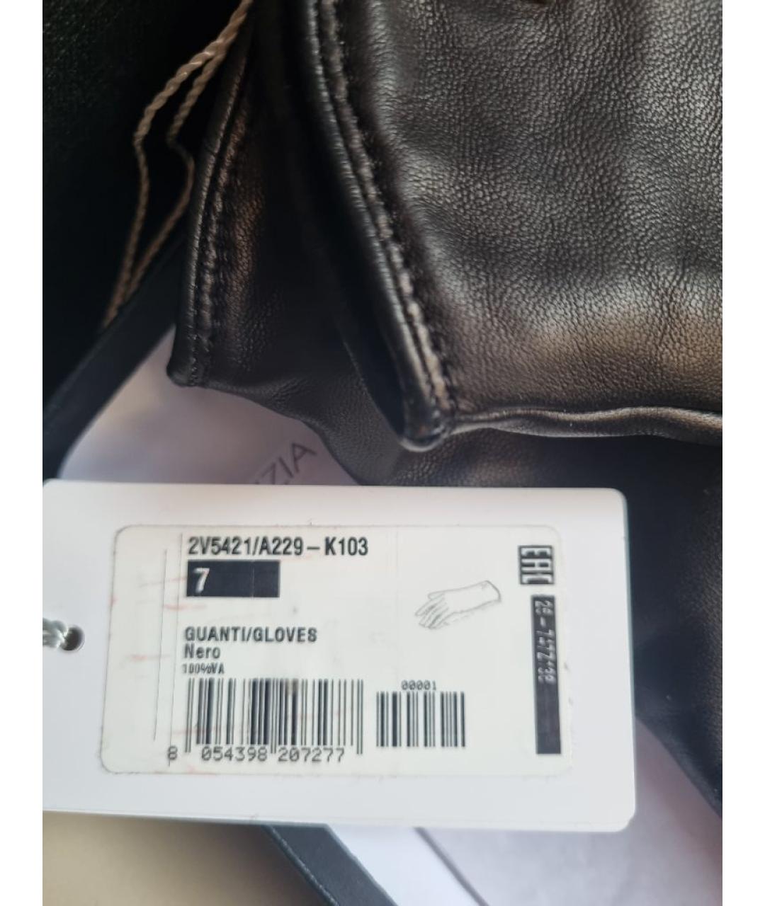 PATRIZIA PEPE Черные кожаные перчатки, фото 7