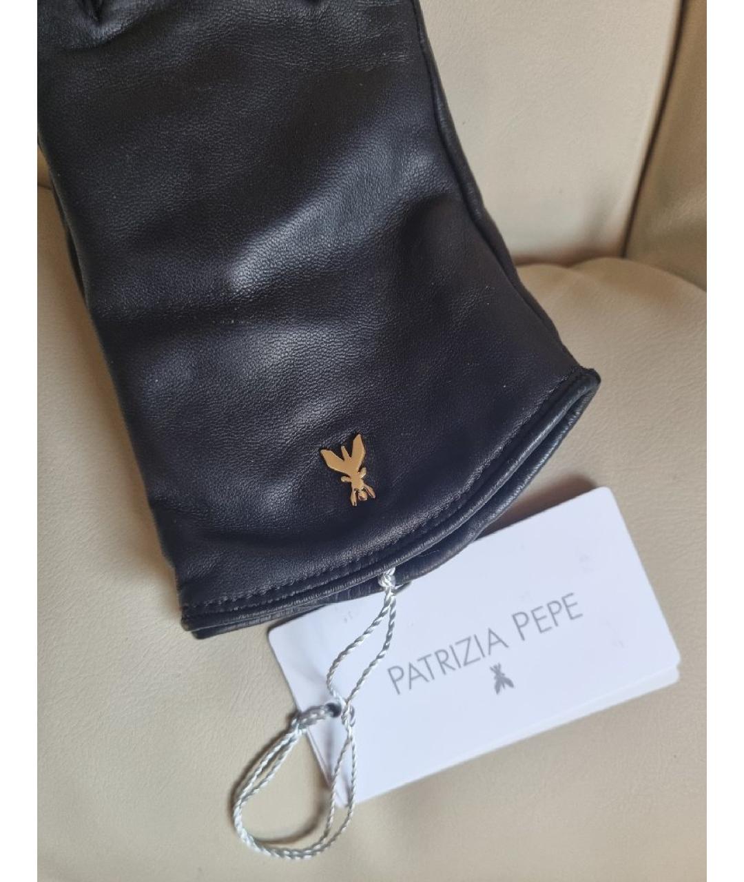 PATRIZIA PEPE Черные кожаные перчатки, фото 3