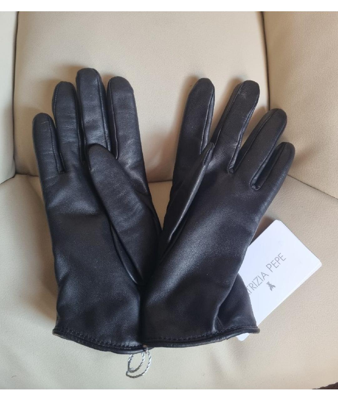 PATRIZIA PEPE Черные кожаные перчатки, фото 2