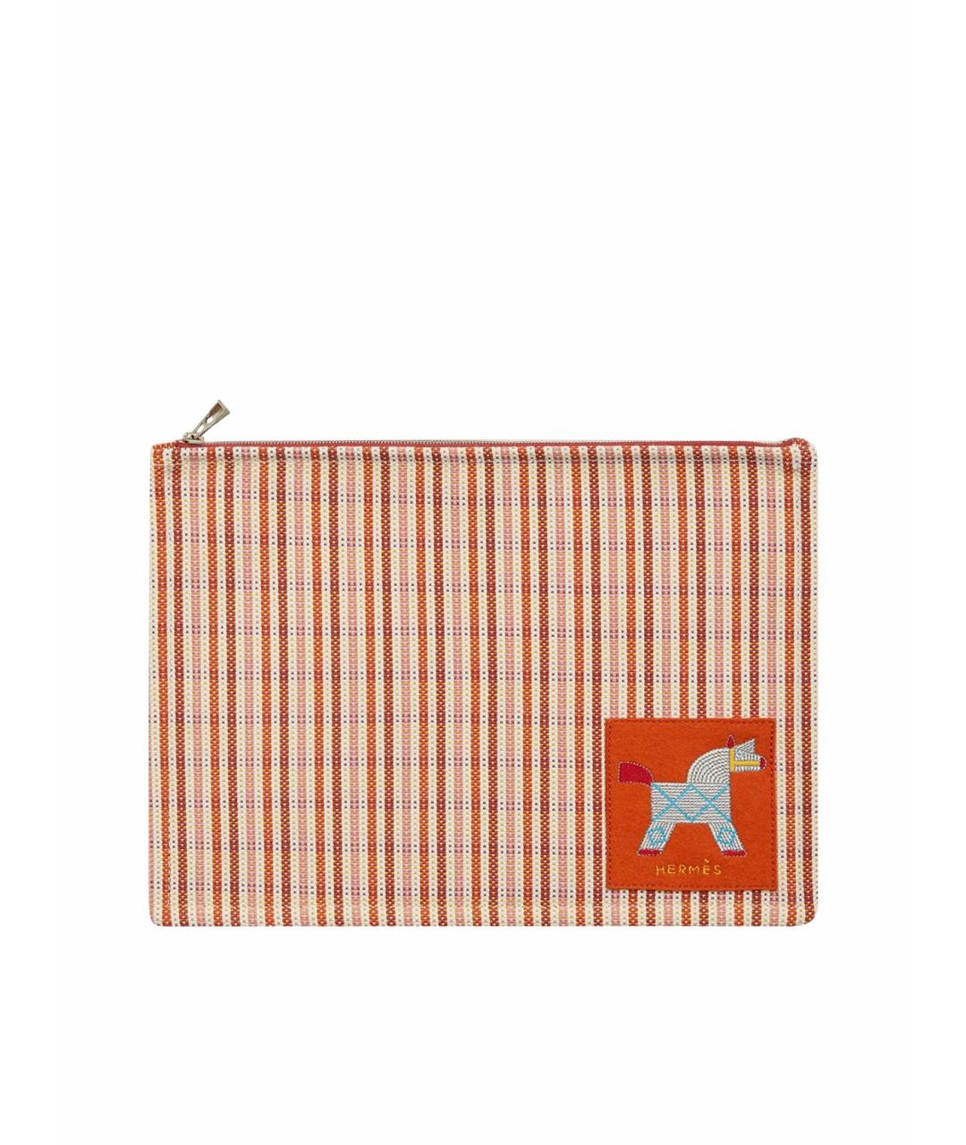 HERMES Оранжевая хлопковая косметичка, фото 1