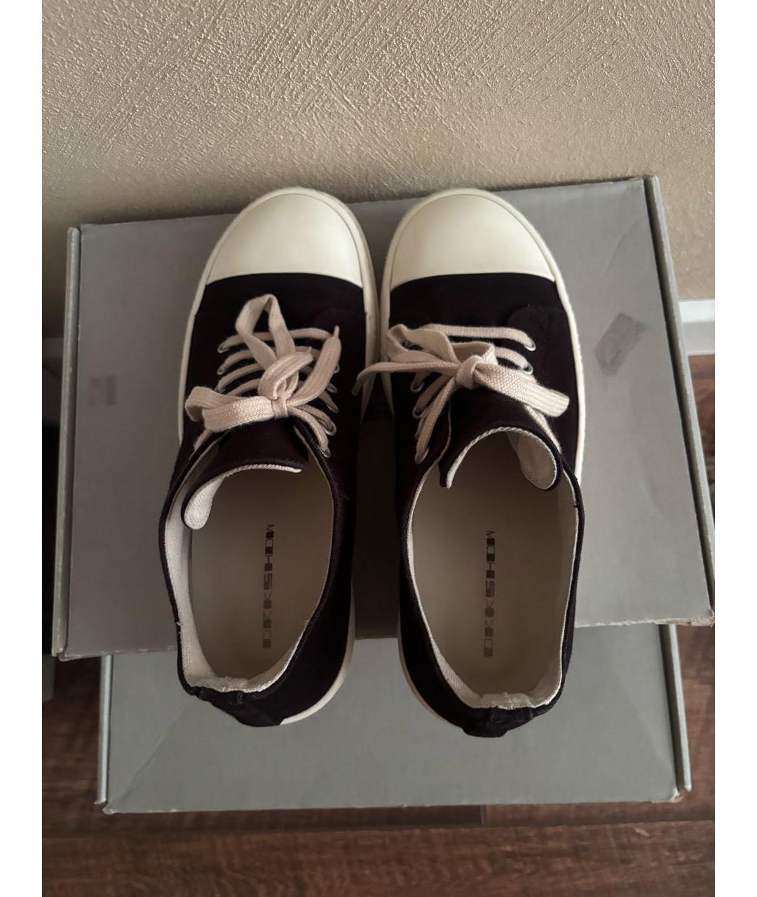 RICK OWENS Черные текстильные низкие кроссовки / кеды, фото 3