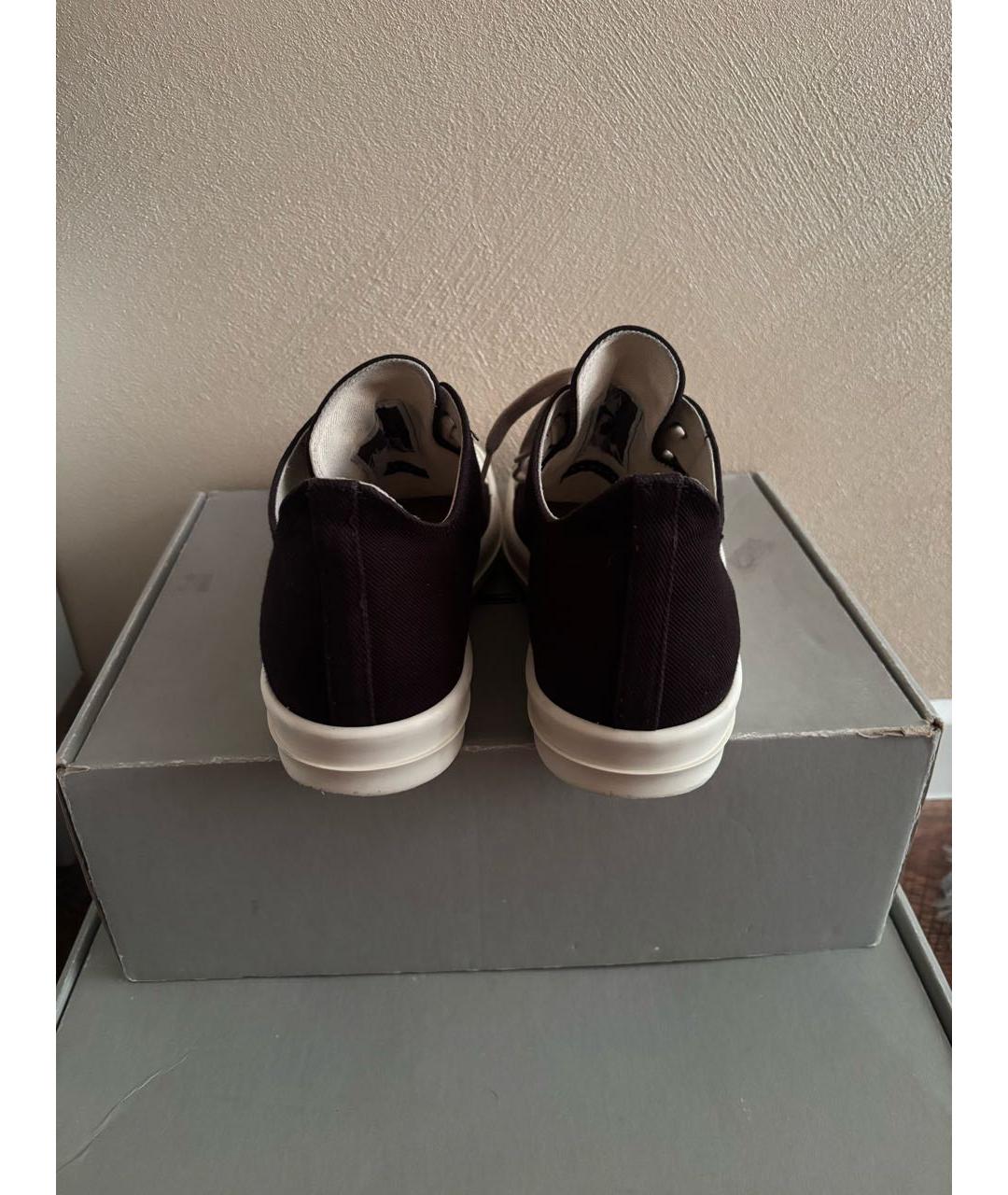 RICK OWENS Черные текстильные низкие кроссовки / кеды, фото 4