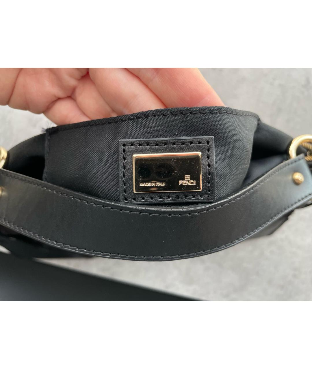 FENDI Коричневая тканевая сумка с короткими ручками, фото 6