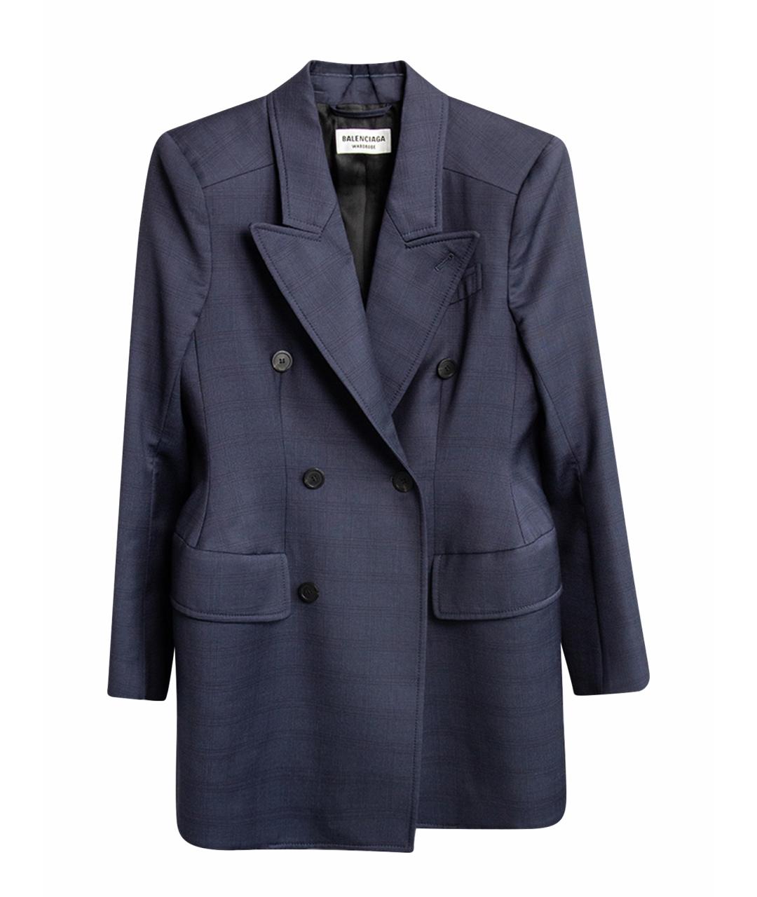 BALENCIAGA Синий шерстяной жакет/пиджак, фото 1
