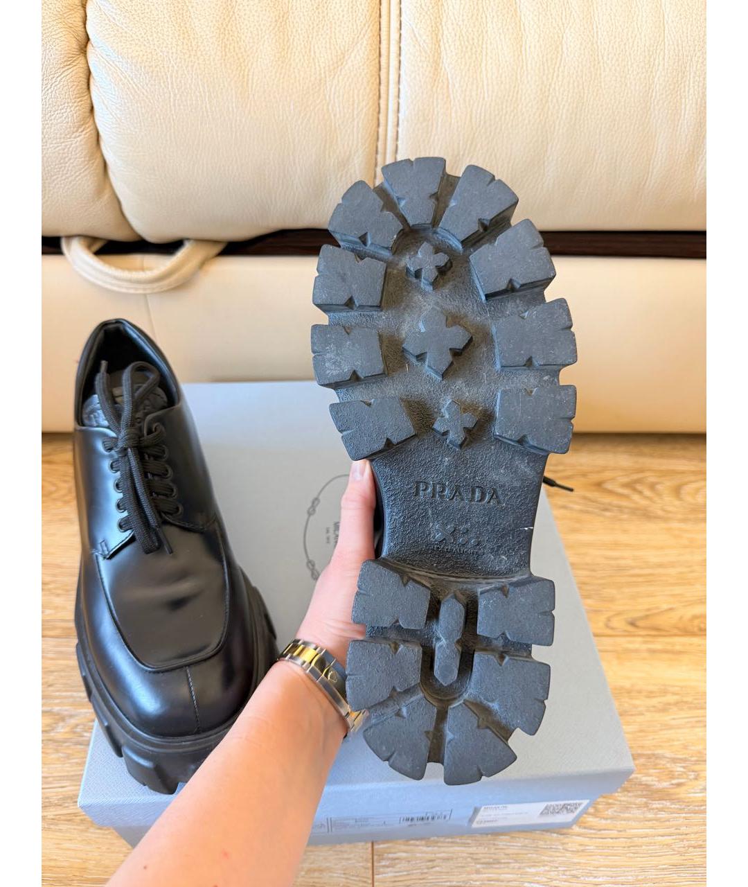 PRADA Черные кожаные ботинки, фото 7