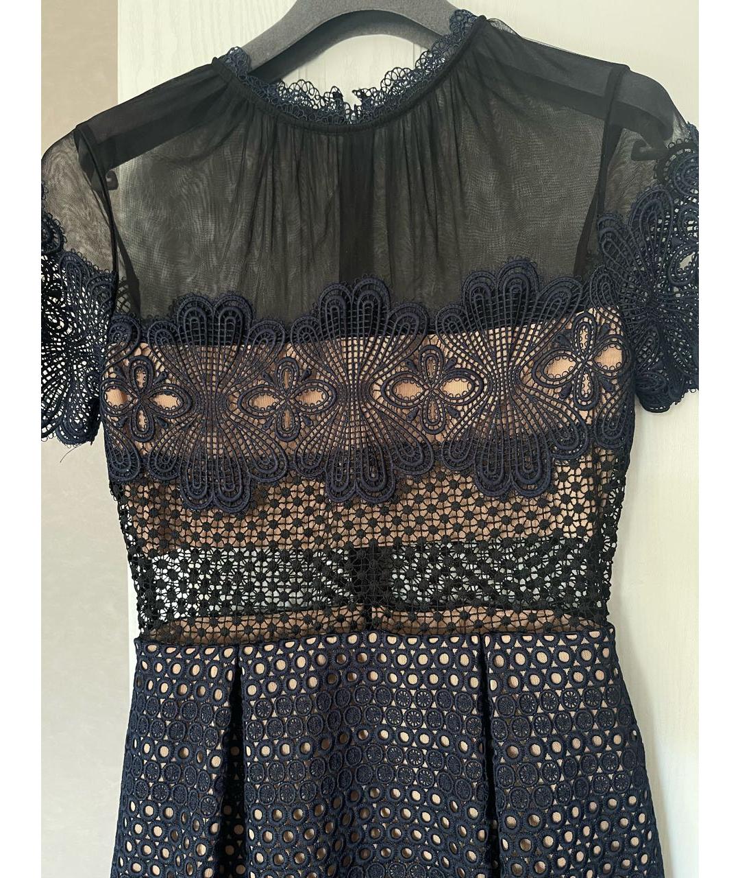 SELF-PORTRAIT Темно-синее полиэстеровое коктейльное платье, фото 4