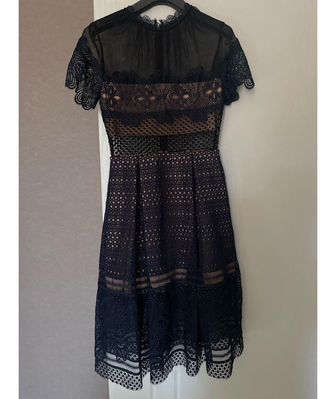 SELF-PORTRAIT Темно-синее полиэстеровое коктейльное платье, фото 2