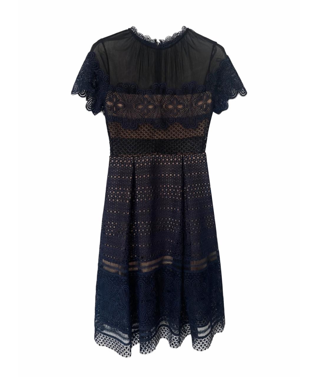 SELF-PORTRAIT Темно-синее полиэстеровое коктейльное платье, фото 1
