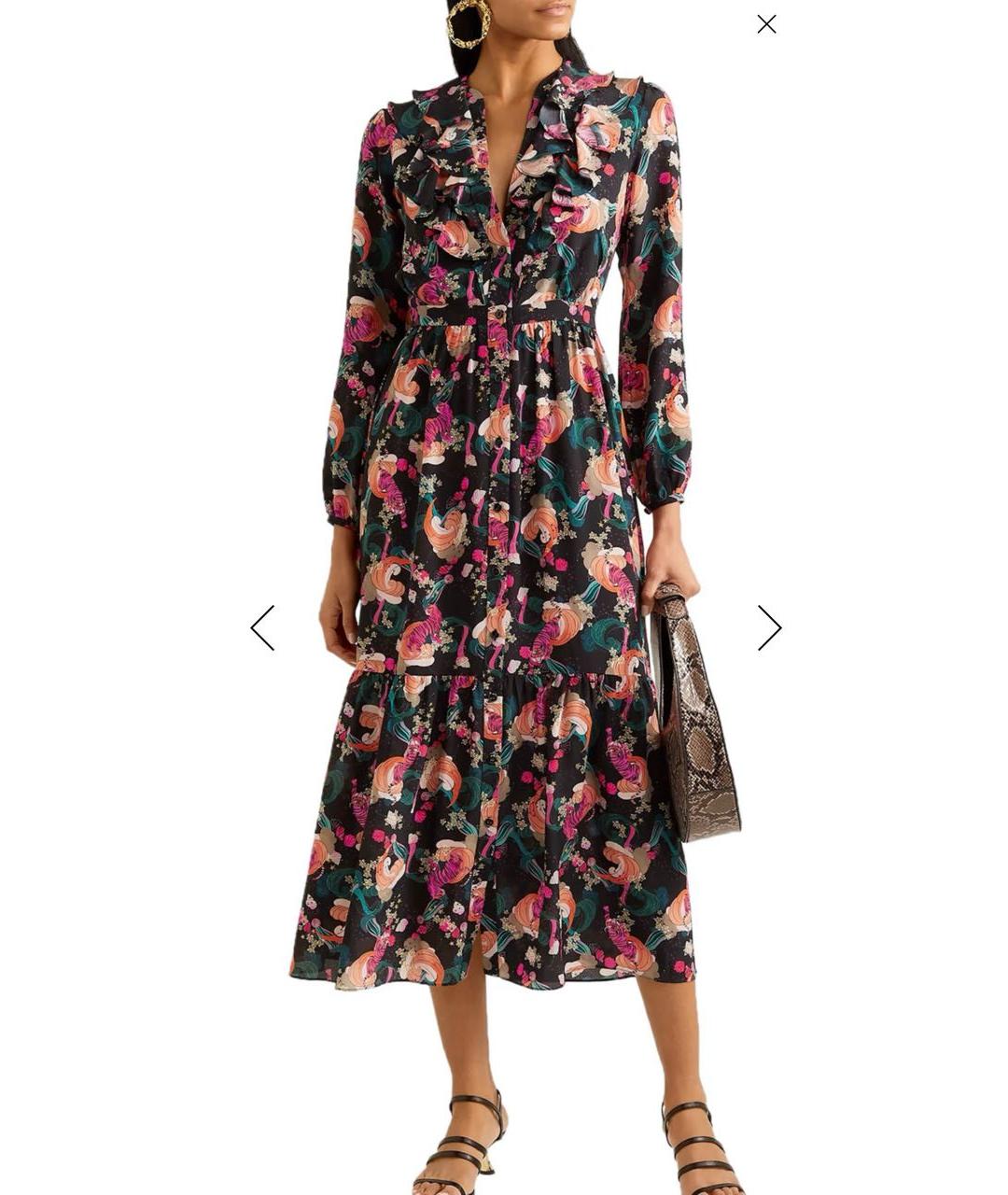 SALONI Мульти шелковое повседневное платье, фото 6