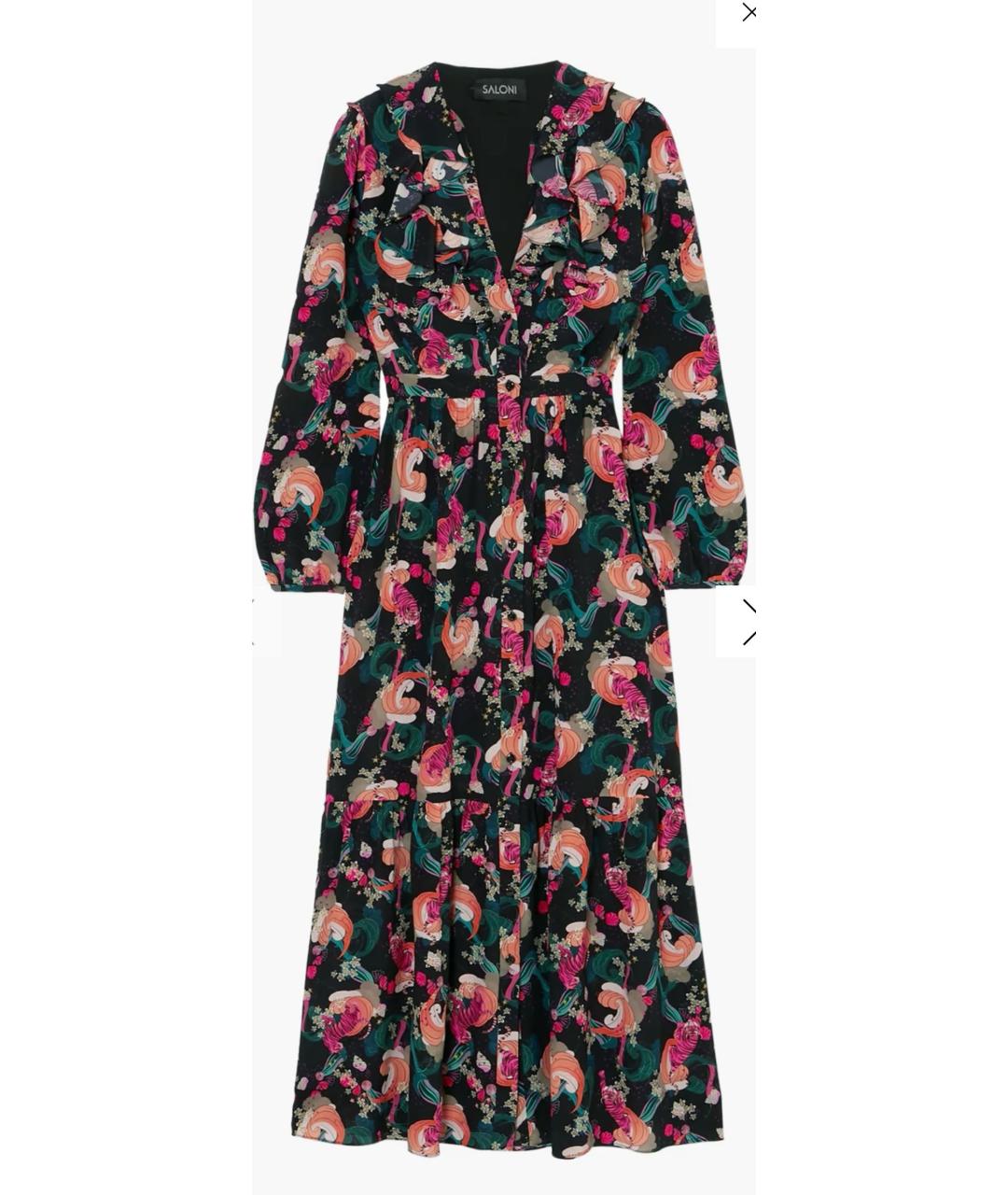 SALONI Мульти шелковое повседневное платье, фото 9