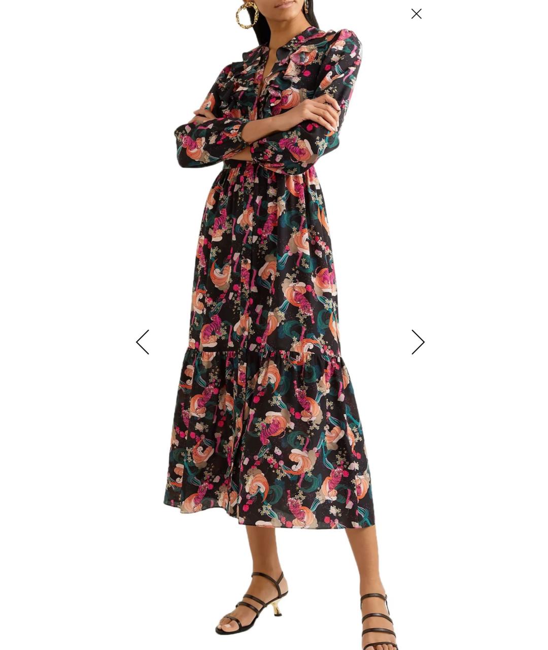 SALONI Мульти шелковое повседневное платье, фото 8