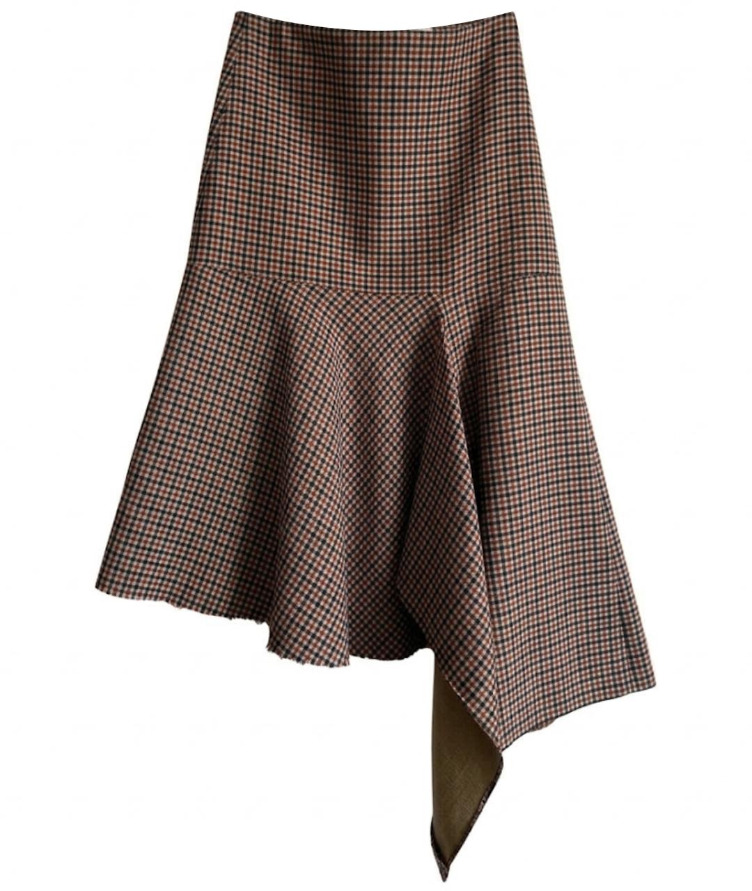 BALENCIAGA Коричневая шерстяная юбка макси, фото 1