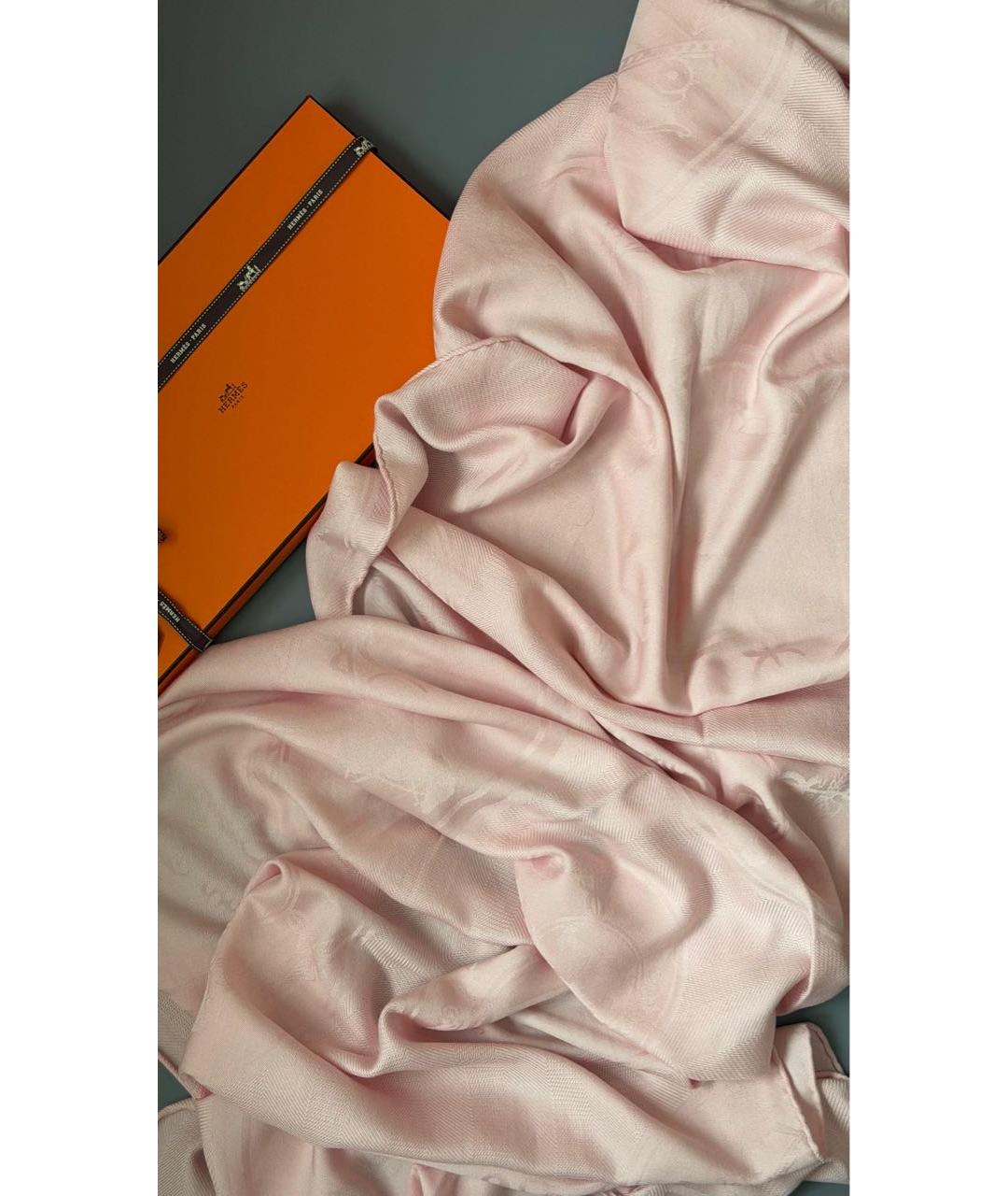 HERMES Розовый кашемировый платок, фото 3