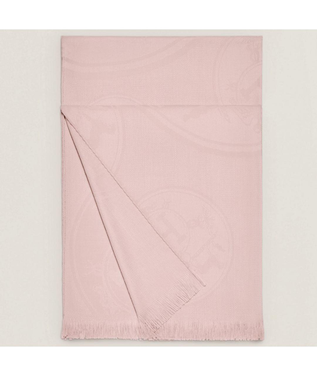HERMES Розовый кашемировый платок, фото 5