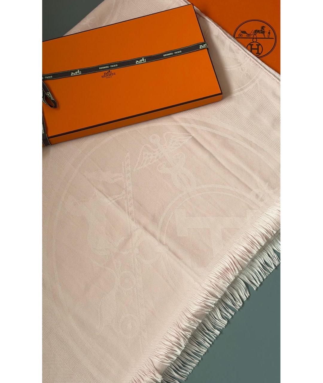 HERMES Розовый кашемировый платок, фото 4