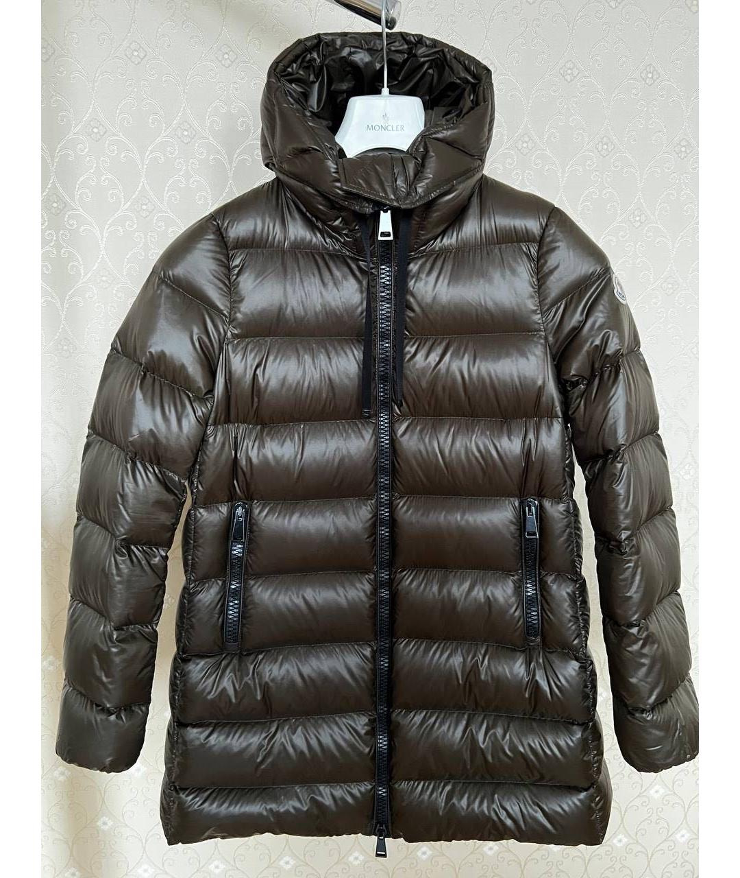 MONCLER Коричневый полиамидовый пуховик, фото 9