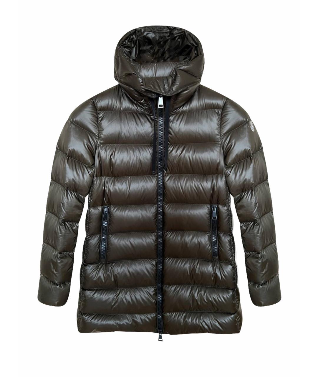 MONCLER Коричневый полиамидовый пуховик, фото 1