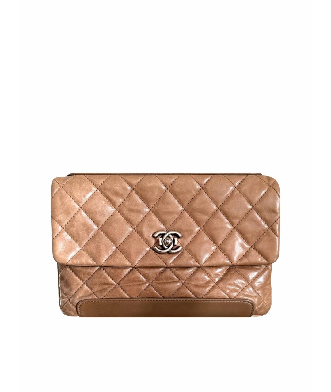 CHANEL Бежевая кожаная сумка через плечо, фото 1