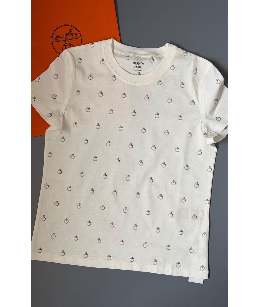 HERMES Белая хлопковая футболка, фото 5