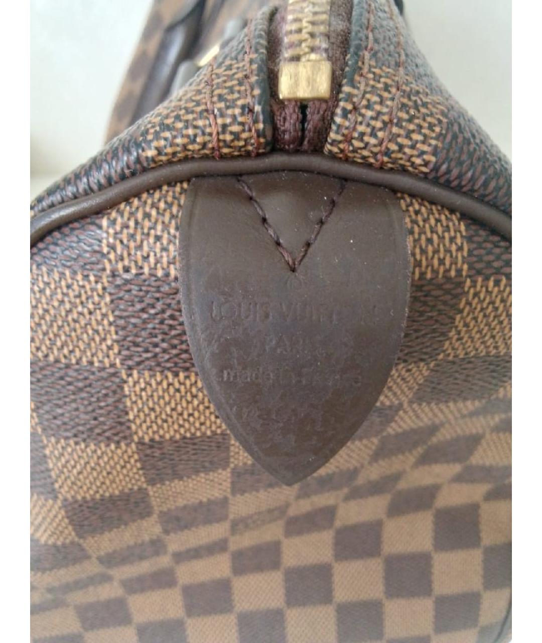 LOUIS VUITTON Коричневая кожаная сумка с короткими ручками, фото 8