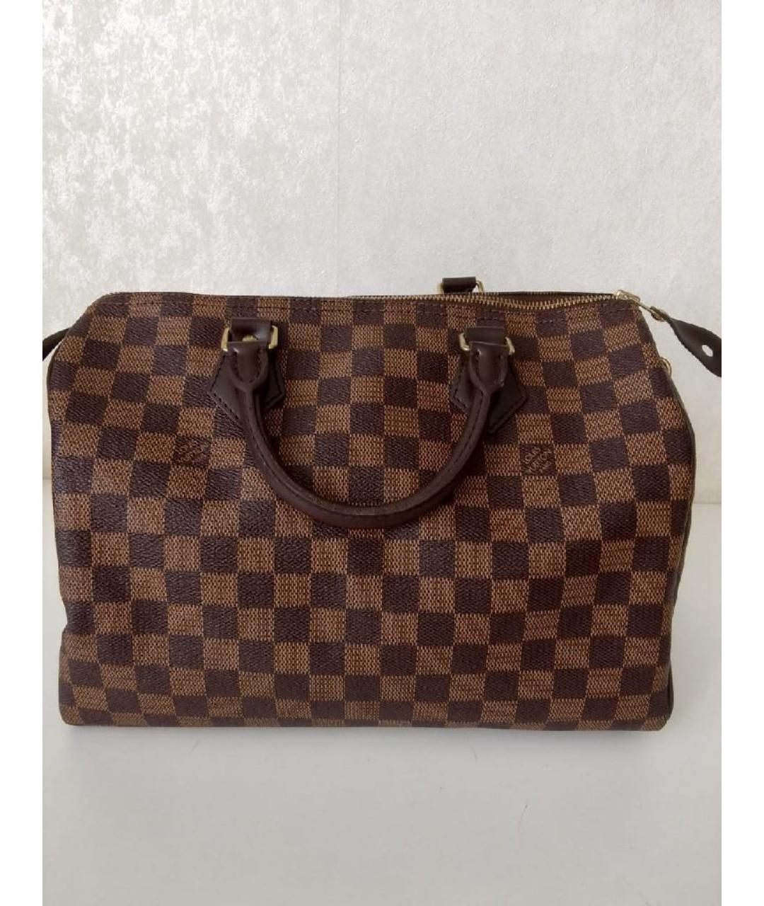 LOUIS VUITTON Коричневая кожаная сумка с короткими ручками, фото 3