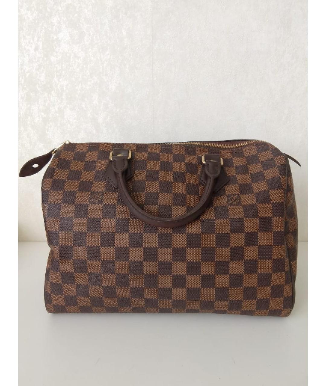 LOUIS VUITTON Коричневая кожаная сумка с короткими ручками, фото 10