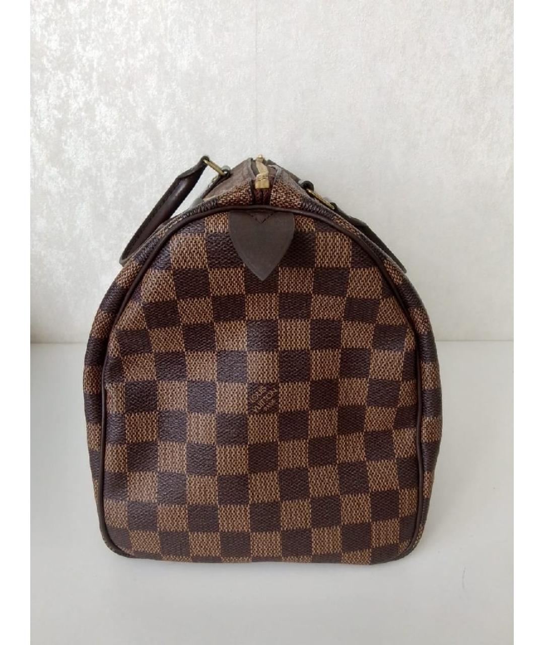 LOUIS VUITTON Коричневая кожаная сумка с короткими ручками, фото 5