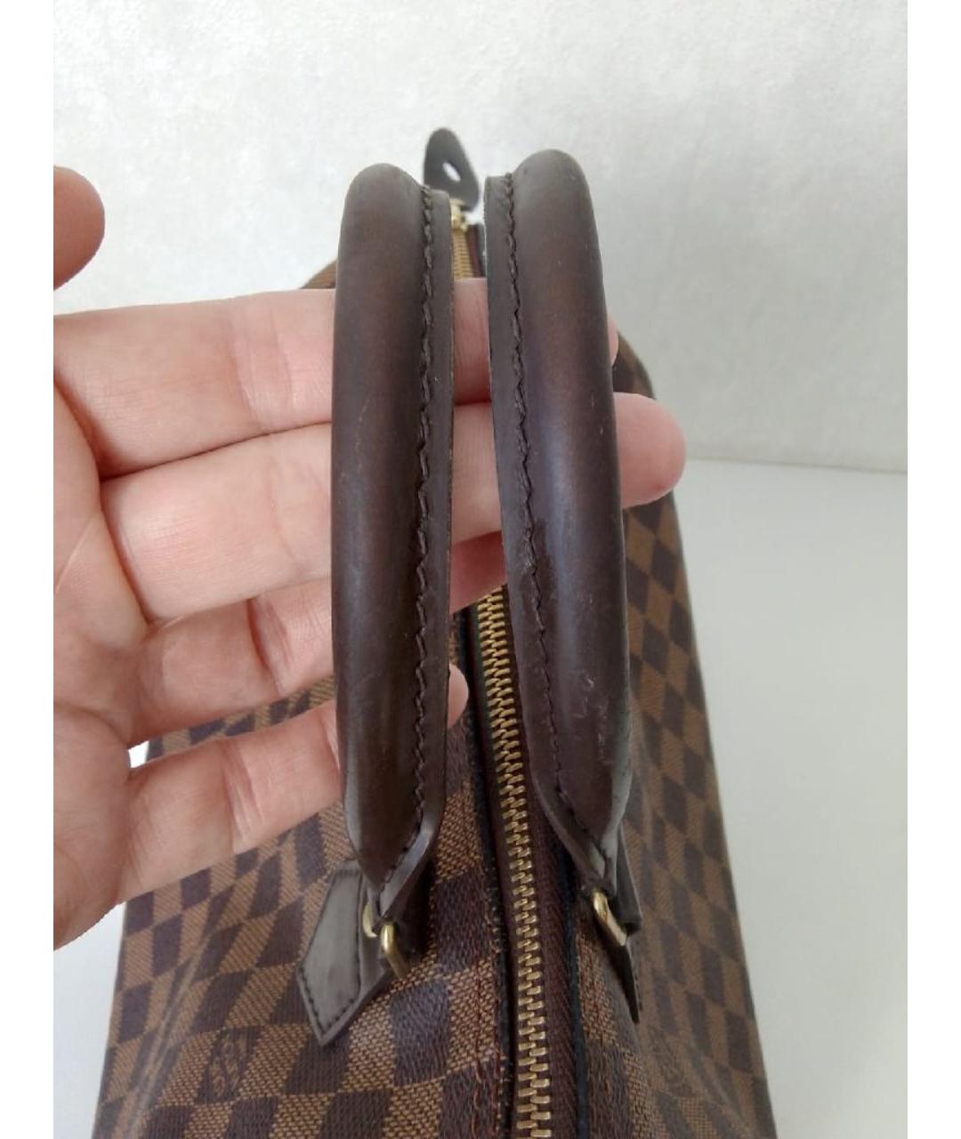 LOUIS VUITTON Коричневая кожаная сумка с короткими ручками, фото 7