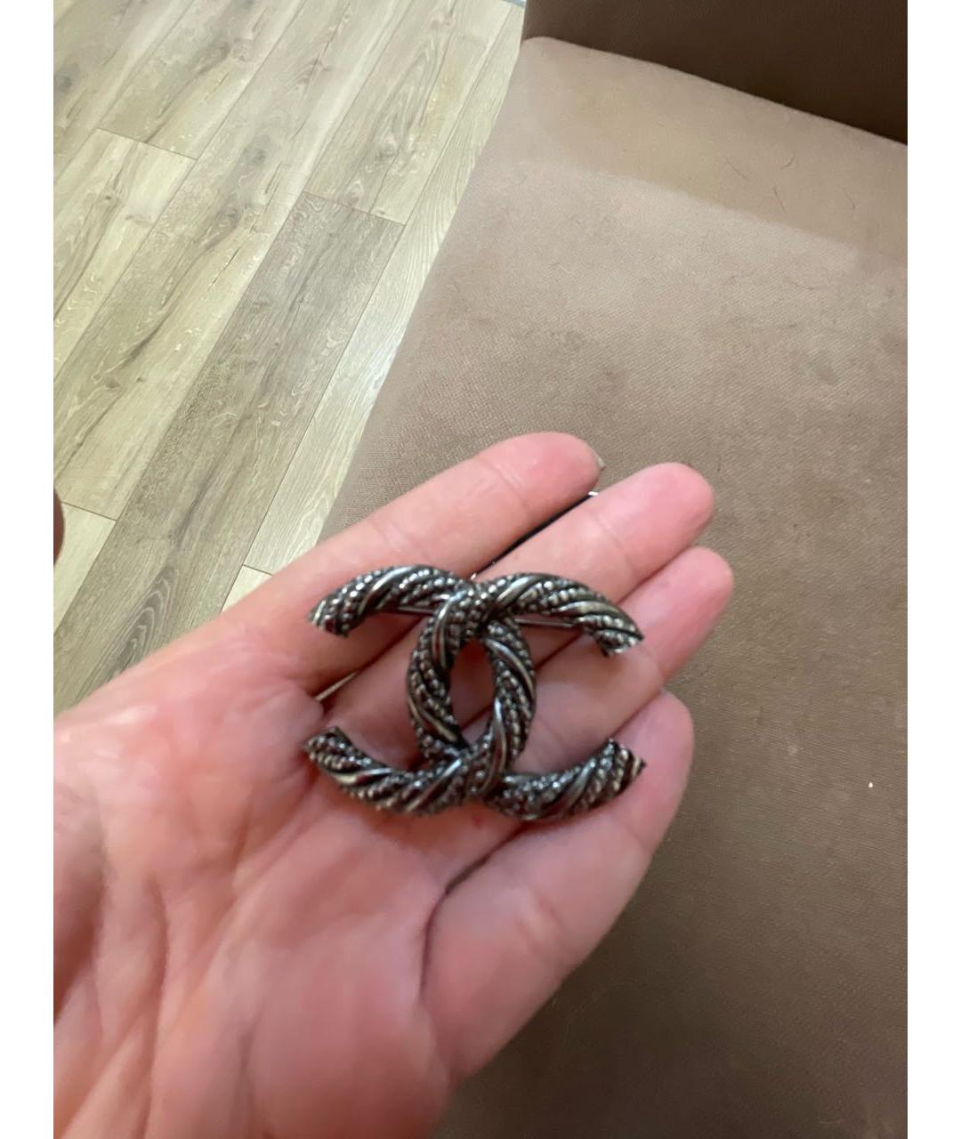 CHANEL Серебряная металлическая булавка / брошь, фото 3