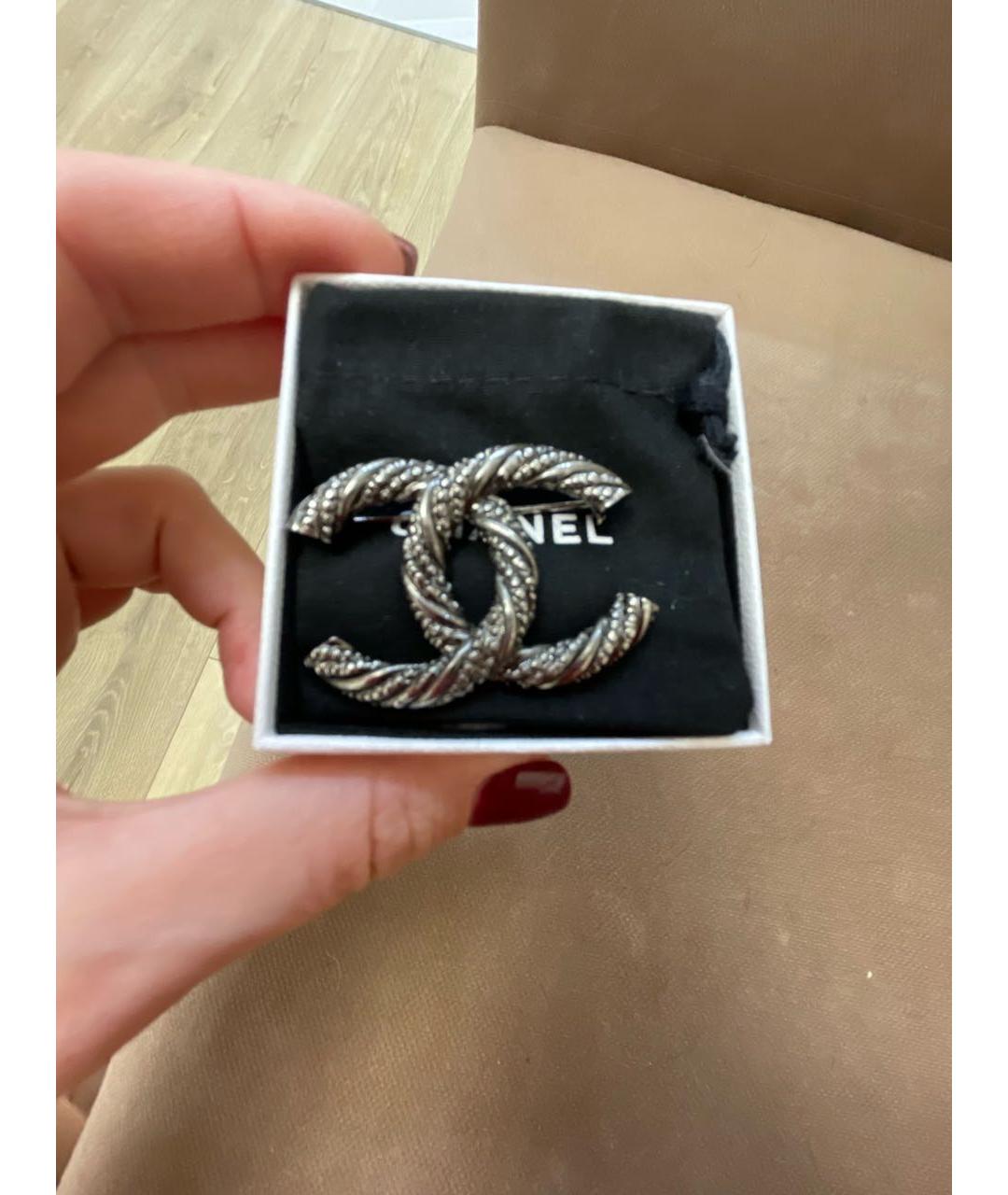CHANEL Серебряная металлическая булавка / брошь, фото 5
